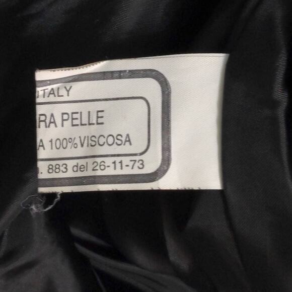 Schegge Womens Blazer Jacket Black Leather Buttons Pockets Half Belt Italy 48 - Picture 9 of 10